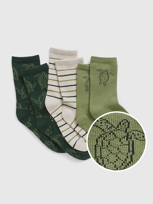 View large product image 1 of 1. Kids Turtle Crew Socks (3-Pack)