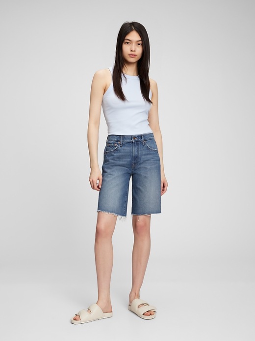 1 of 8 showing, with the color dark indigo of product Denim Board Shorts