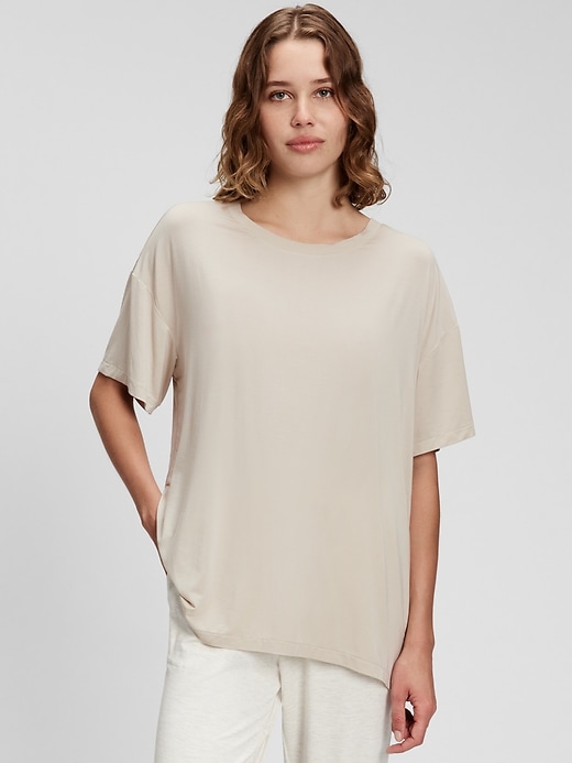 1 of 8 showing, with the color moonstone beige of product Modal PJ T-Shirt