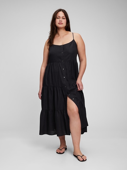 Image number 4 showing, Linen Blend Button-Front Cami Maxi Dress