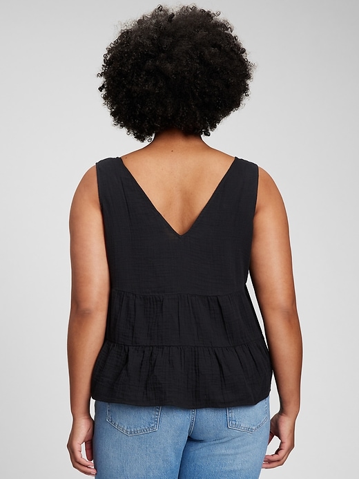Image number 5 showing, Crinkle Gauze Tiered Tank Top