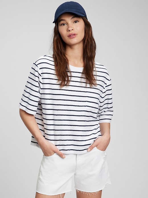 Image number 3 showing, Towel Terry Boxy Cropped T-Shirt