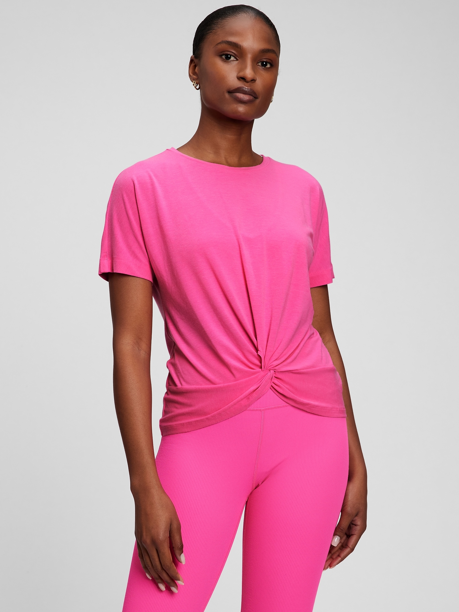Gap Fit Twist-front T-shirt In Phoebe Pink