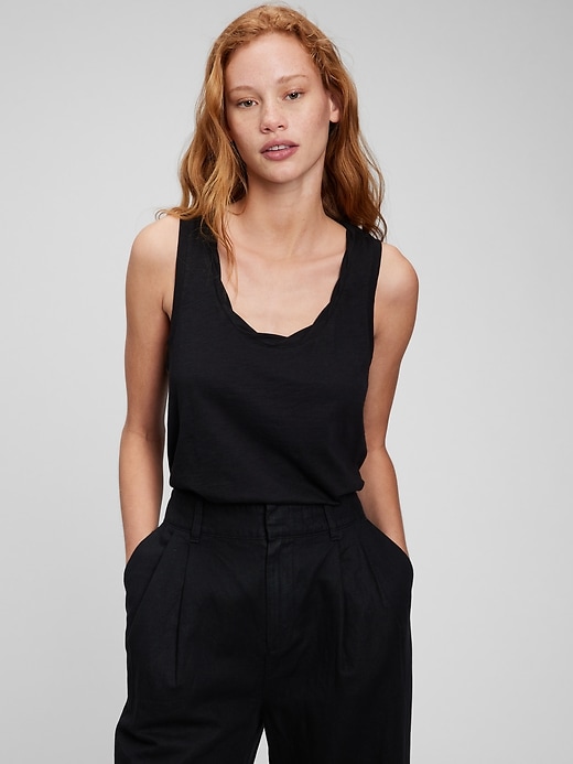 1 of 8 showing, with the color black of product Organic Cotton Racerback Tank Top
