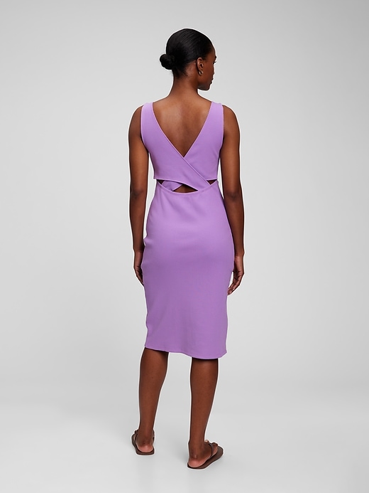2 of 8 showing, with the color pale orchid purple of product Cross Back Midi Dress