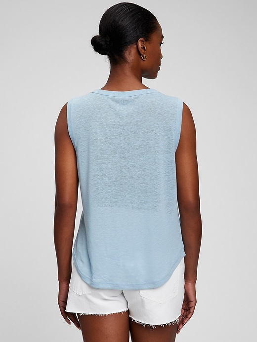 Image number 2 showing, Linen Blend Muscle Sleeveless T-Shirt