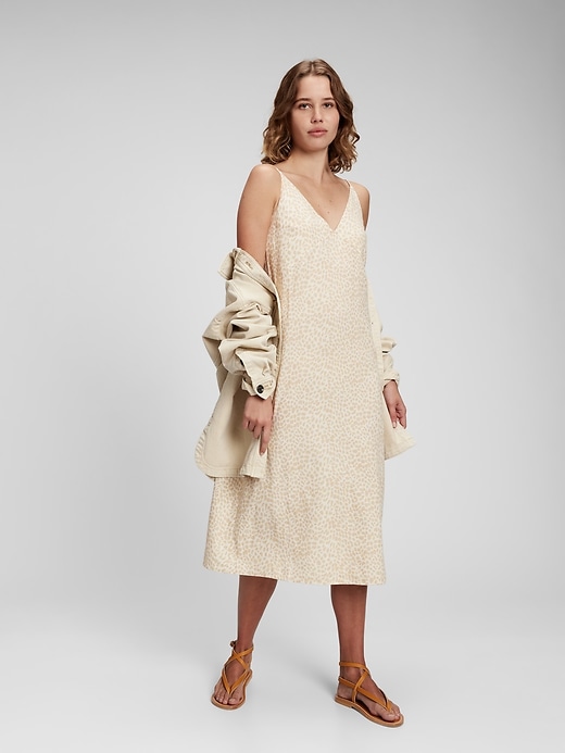 Image number 1 showing, Linen Blend Cami Midi Dress
