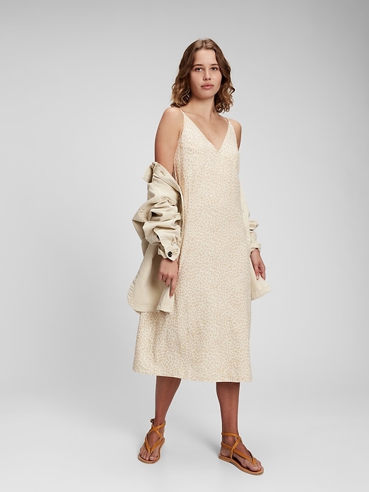 MILA LINEN LIKE CAMISOLE DRESS ベージュ　 S SIBONEY Solid Drawstring Side Cami Dress Sleeveless Long