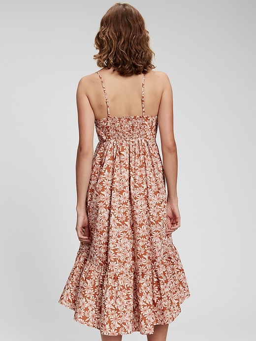 2 of 8 showing, with the color brown floral of product Deep V-Neck Cami Midi Dress