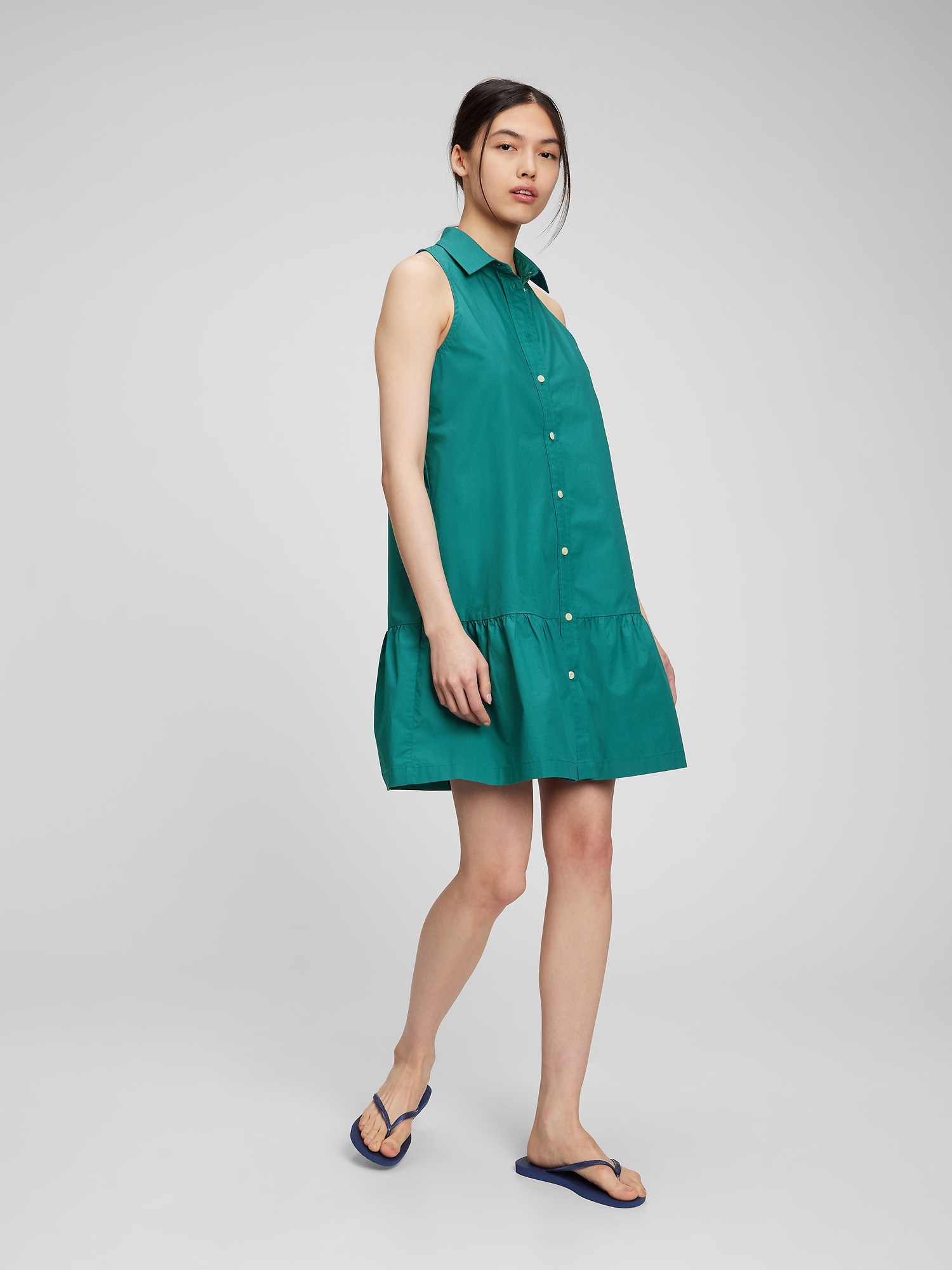 Oversized ruffle hem shirt sales dress
