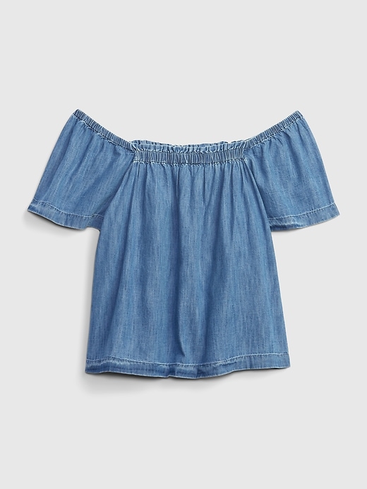 Image number 6 showing, 100% Organic Cotton Denim Flutter Sleeve Top with Washwell