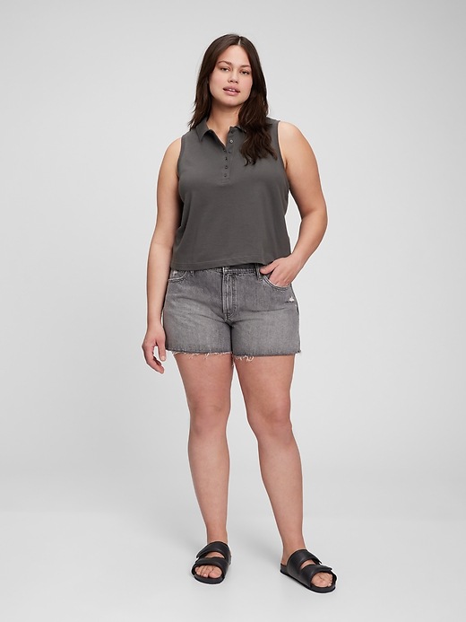 Image number 4 showing, Sleeveless Cropped Pique Polo