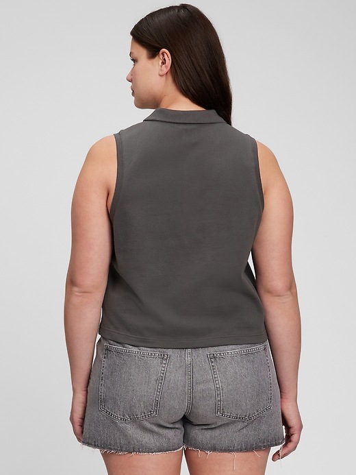Image number 5 showing, Sleeveless Cropped Pique Polo
