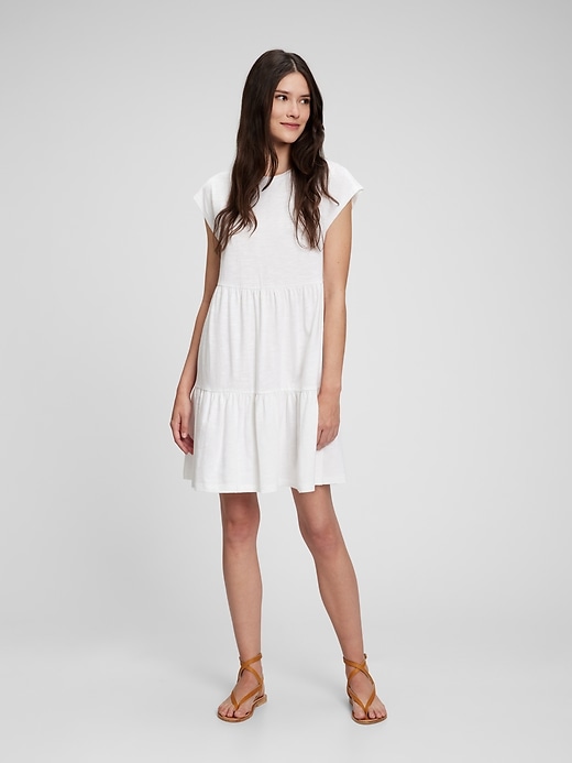 Women's Tiered Mini Dress by Gap Optic White Size XL