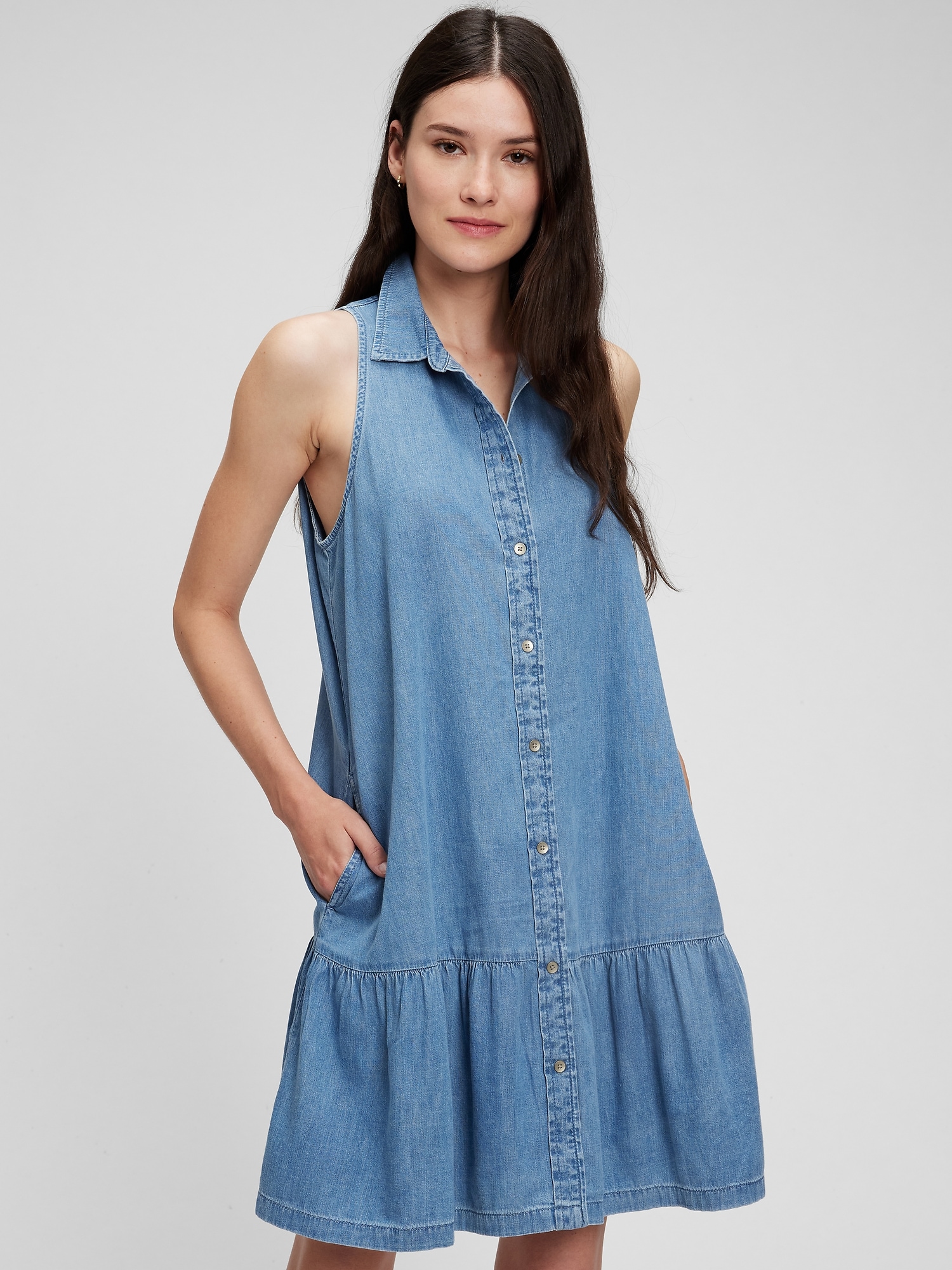 gap button down denim dress