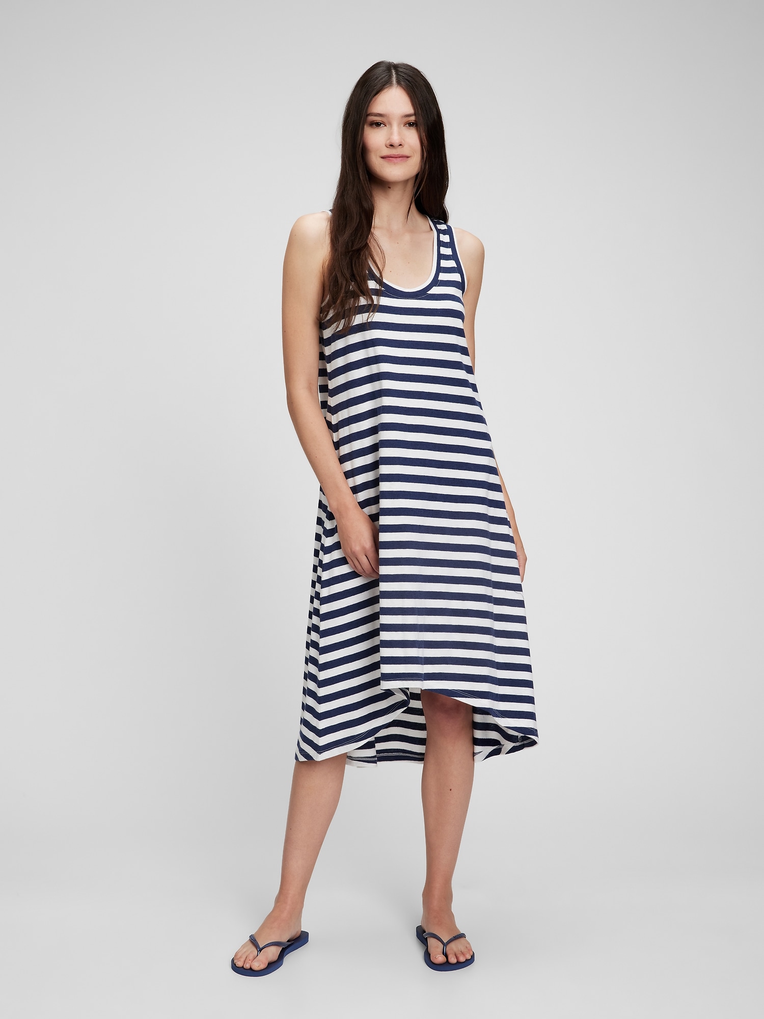 Linen Cotton HiLow Tank Dress Gap