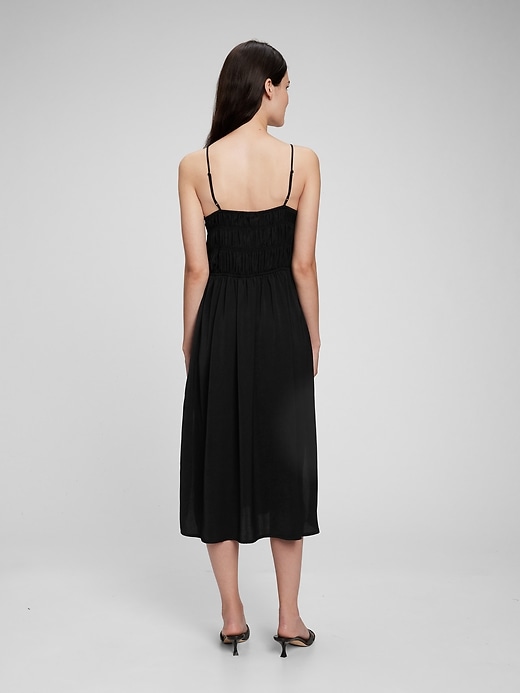 2 of 8 showing, with the color true black of product Smocked Halter Midi Dress