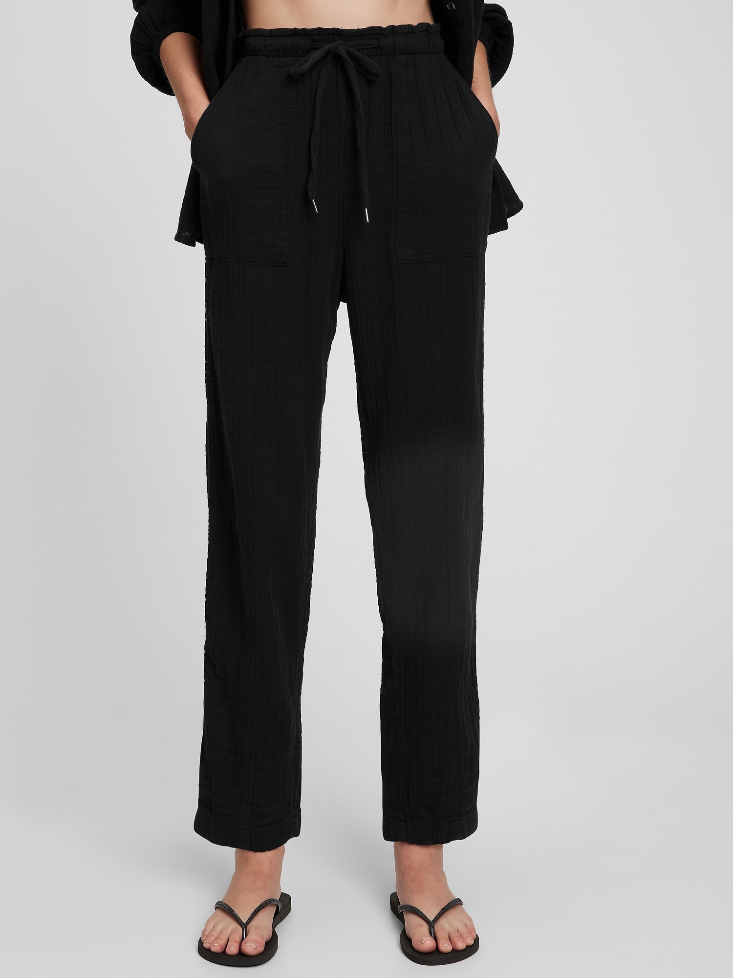 Crinkle Gauze High Rise Pull-On Pants | Gap