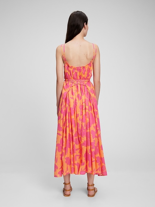 2 of 8 showing, with the color pink floral print of product Tie-Waist Cami Maxi Dress