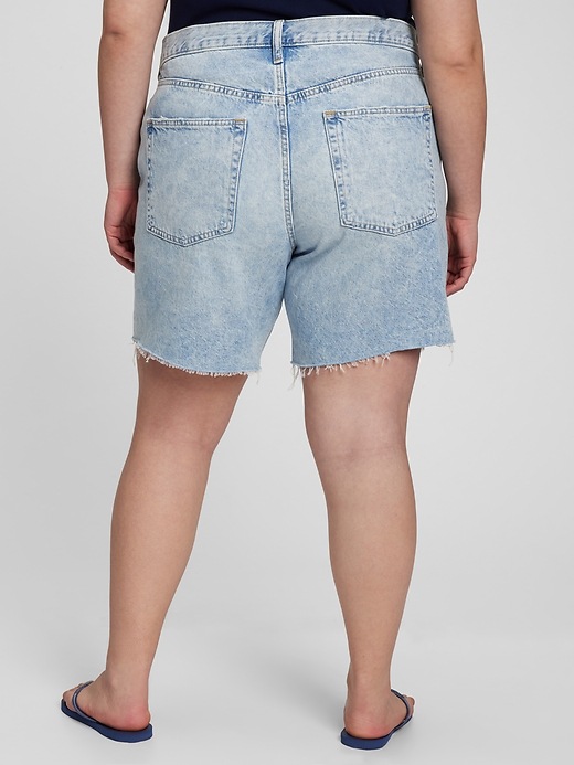 Image number 5 showing, Mid Rise Loose Denim Bermuda Shorts with Washwell