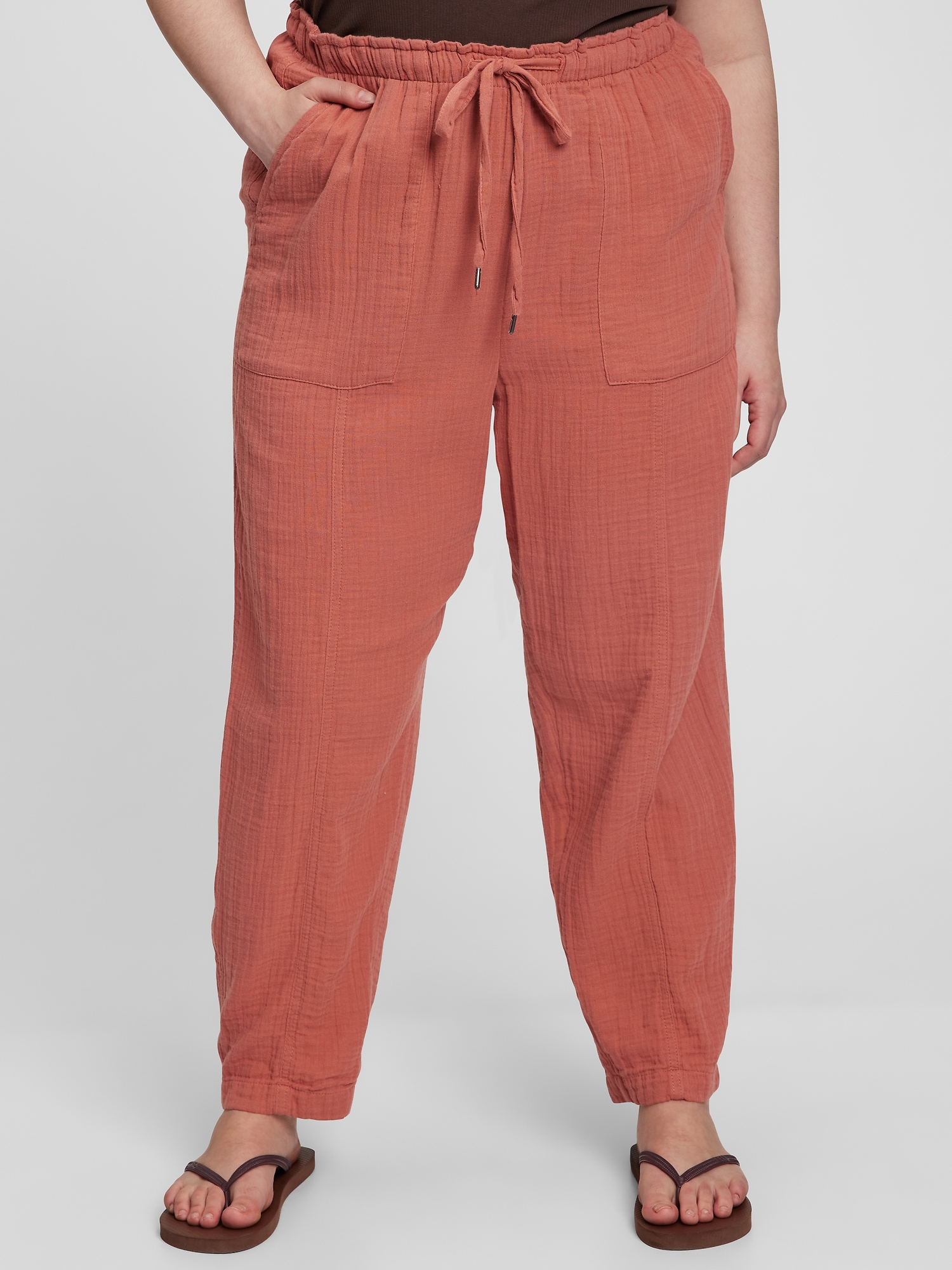 Crinkle Gauze High Rise Pull-On Pants | Gap