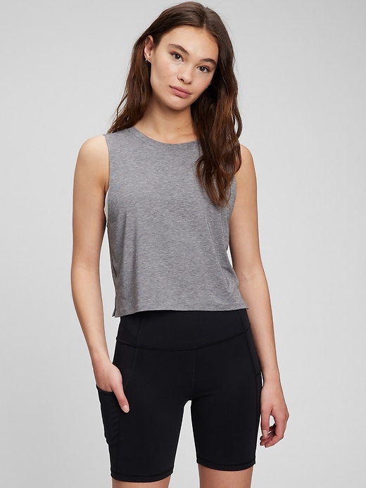 View large product image 1 of 1. GapFit Breathe Cropped Muscle Tank Top