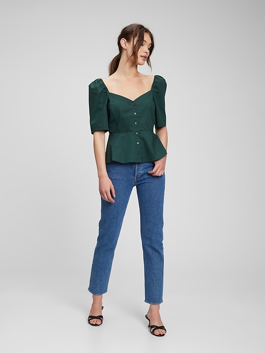 Image number 6 showing, Sweetheart Button-Front Peplum Top