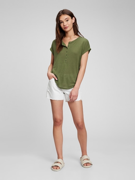 Image number 1 showing, Linen Blend Henley T-Shirt