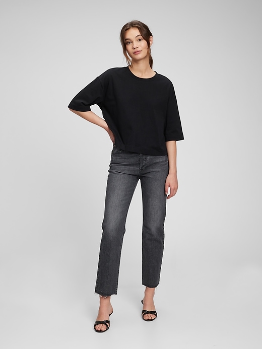 Image number 7 showing, Boxy Cropped Tie-Back T-Shirt