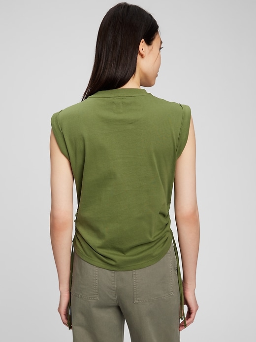 2 of 8 showing, with the color cypress green of product Side Cinch T-Shirt