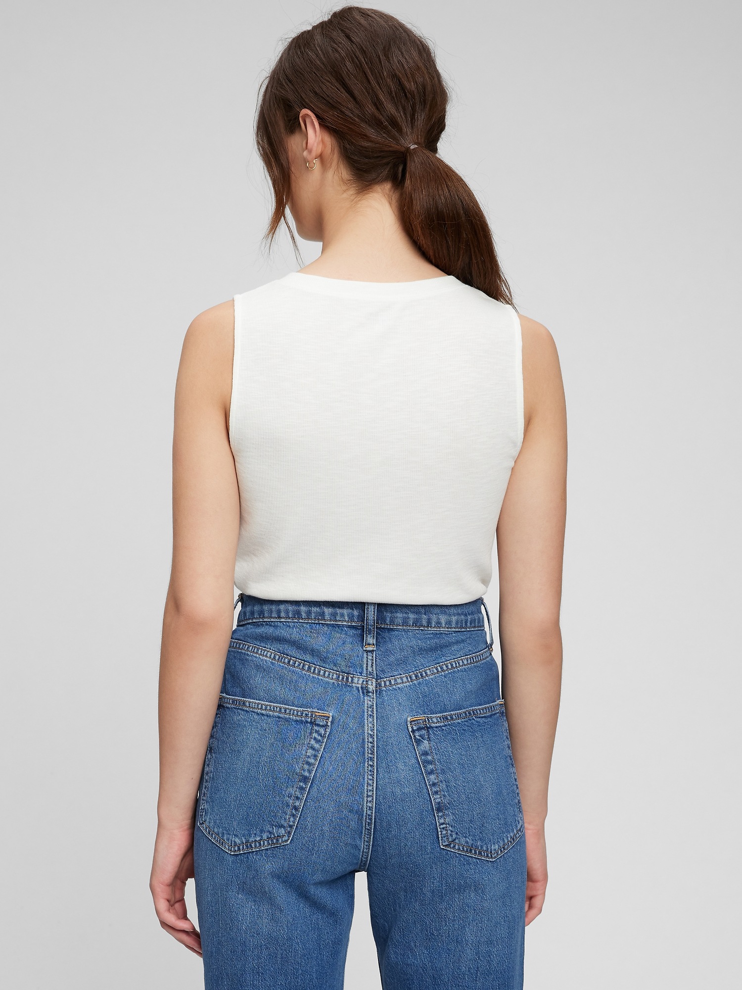 Slub Henley Tank Top Gap