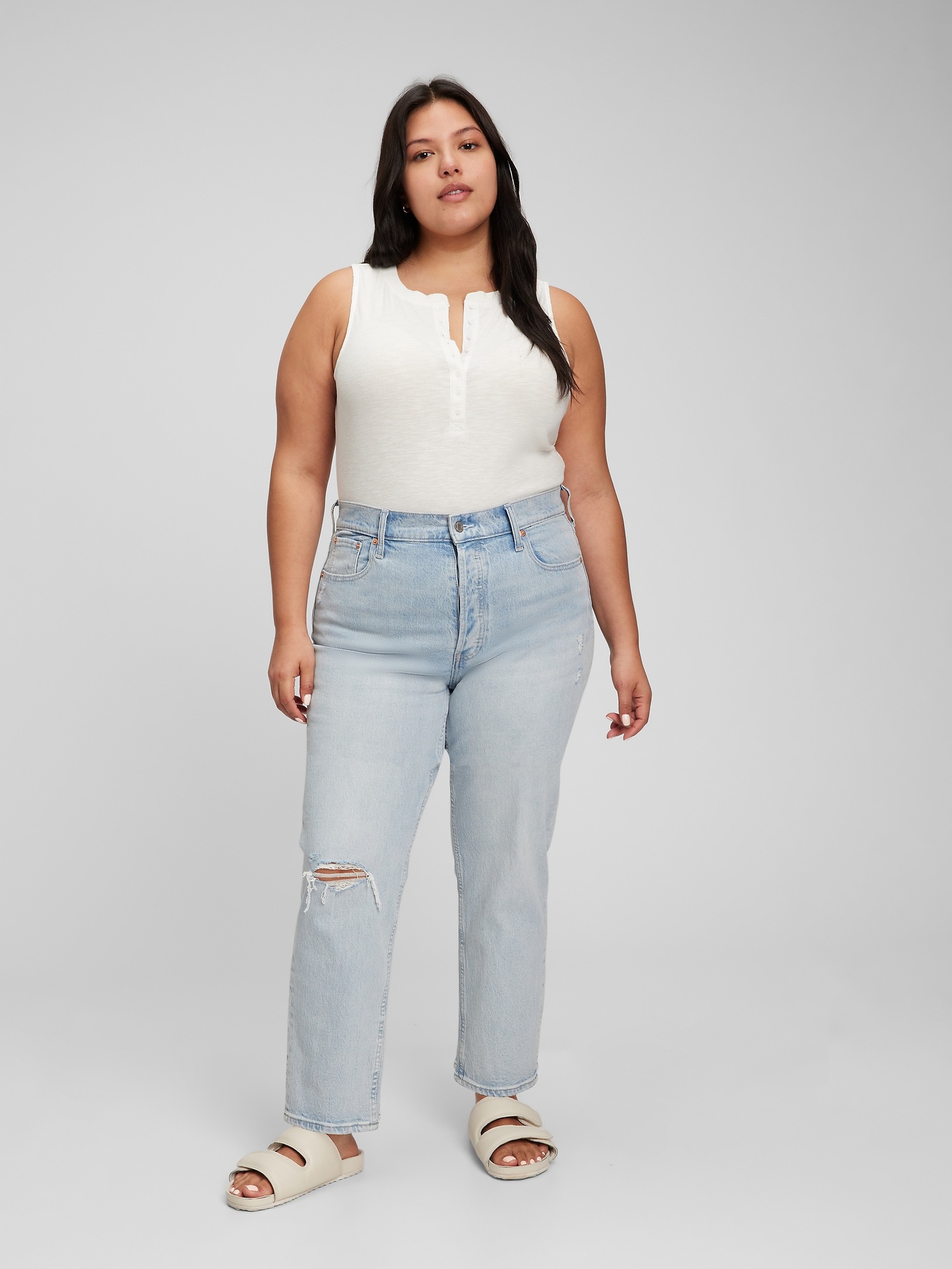 Slub Henley Tank Top Gap