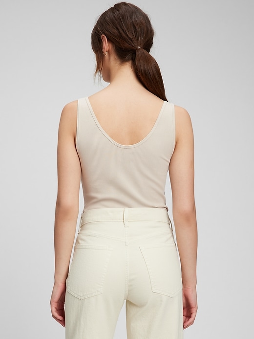 2 of 8 showing, with the color moonstone beige of product V-Neck Rib Tank Top