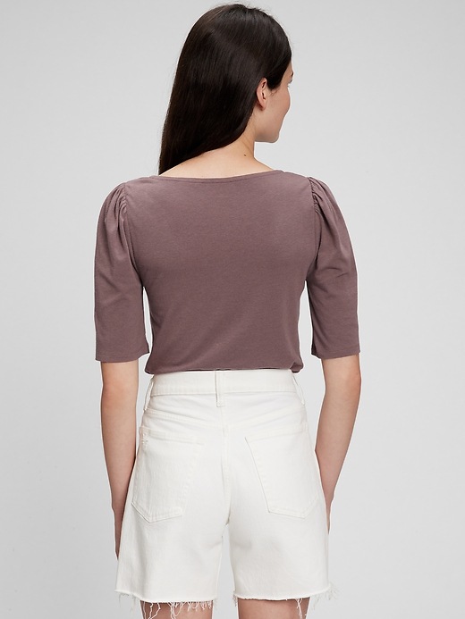 2 of 8 showing, with the color peppercorn brown of product Sweetheart Half Sleeve T-Shirt