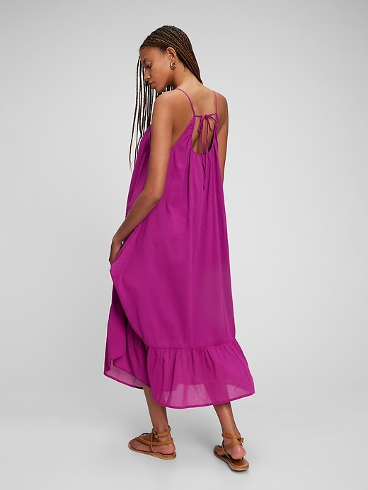 1 of 8 showing, with the color rose pink verbana of product Strappy Ruffle Hem Maxi Dress