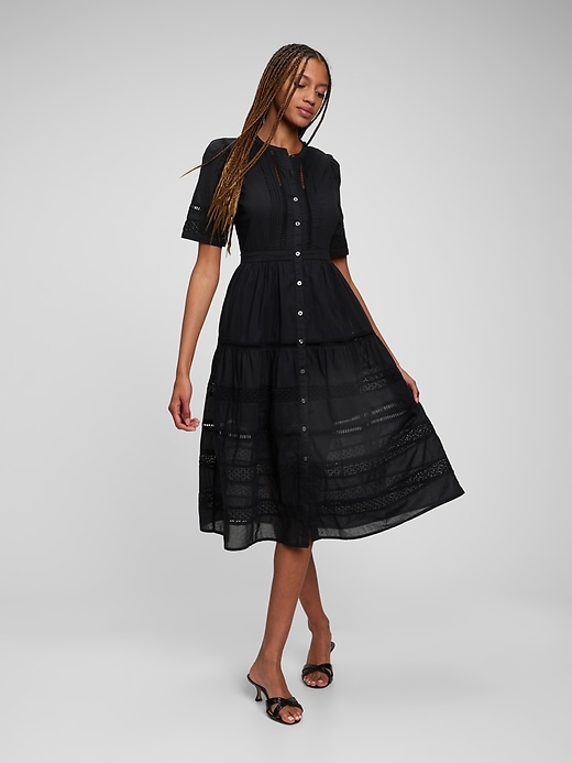 Image number 1 showing, Lace Button-Front Midi Dress