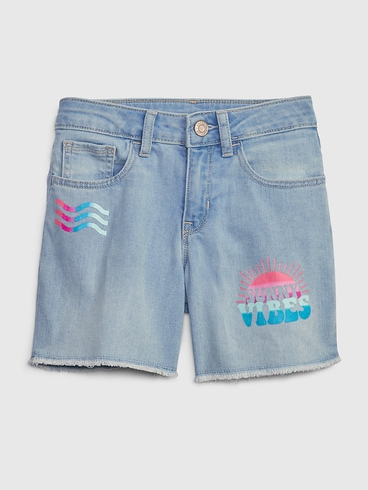1 of 8 showing, with the color medium wash of product Kids Midi Denim Shorts with Washwell