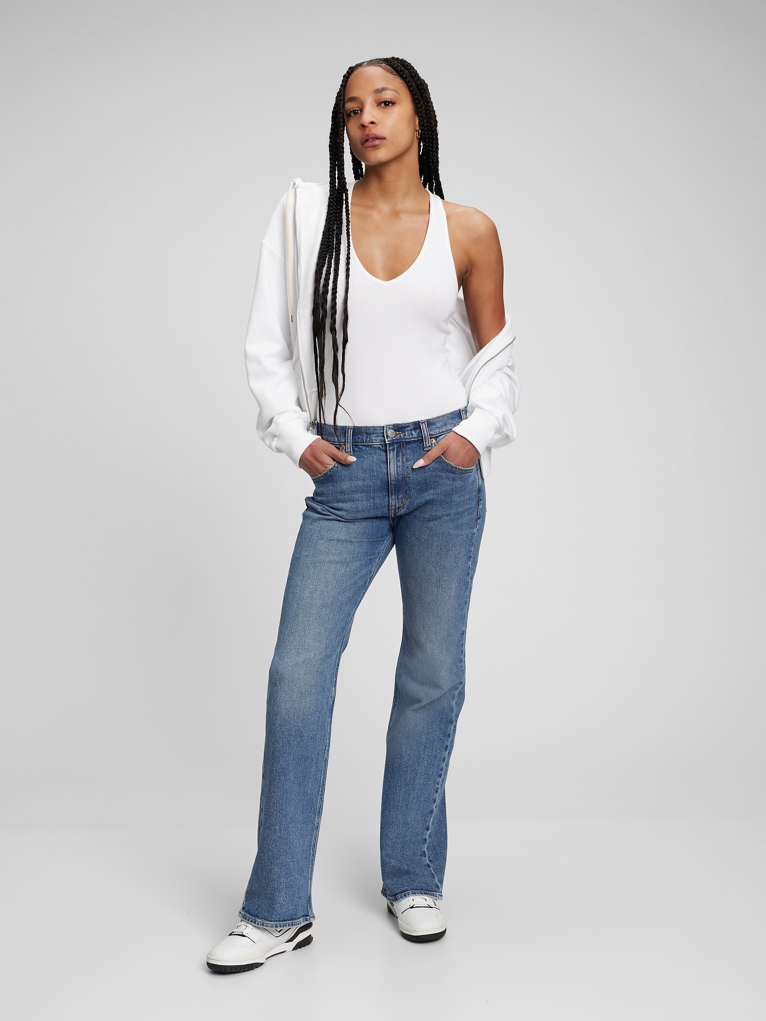 Gap Mid Rise 90s Loose Flare Jeans with Washwell