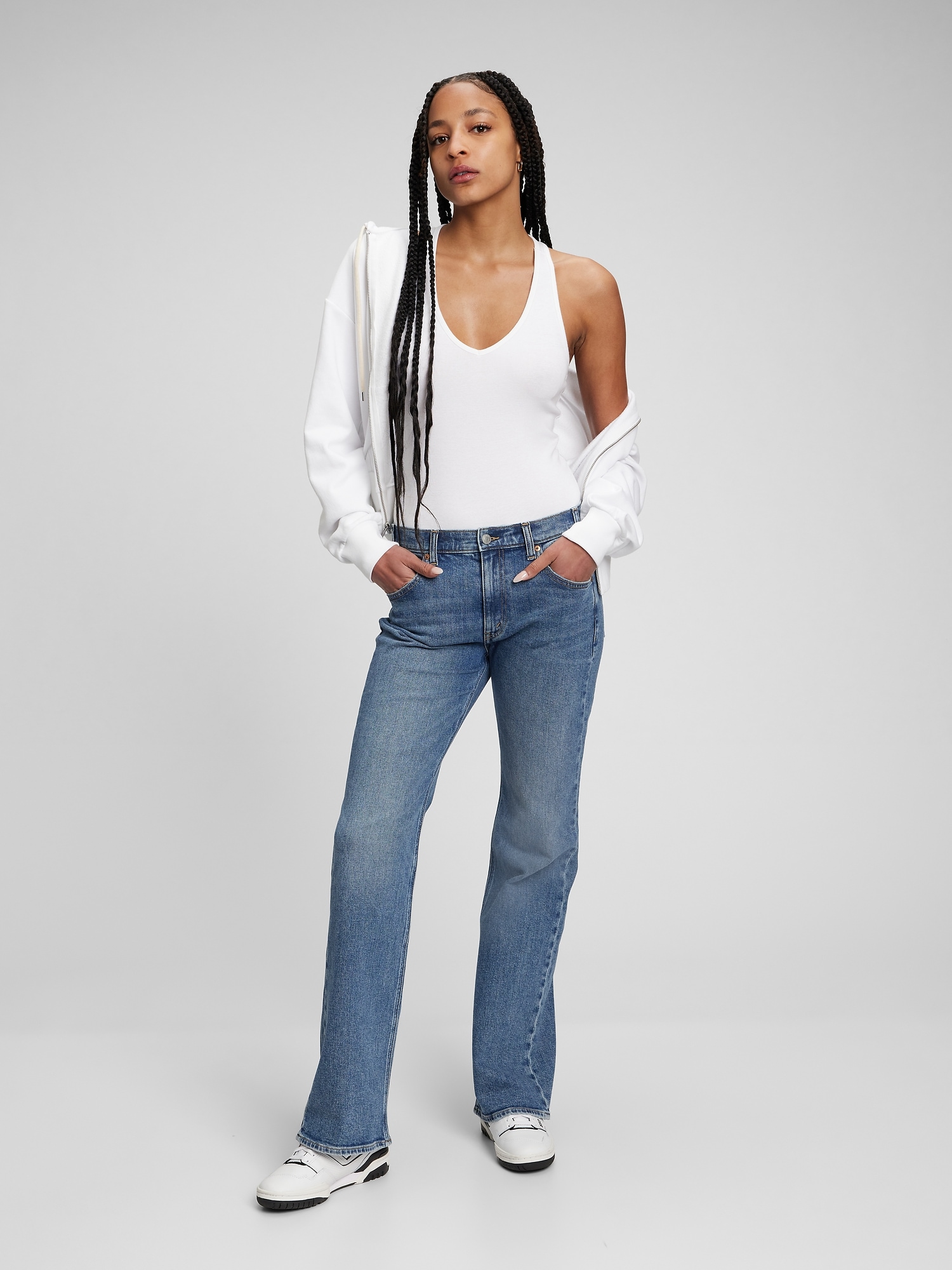 Mid Rise '90s Loose Flare Jeans with Washwell