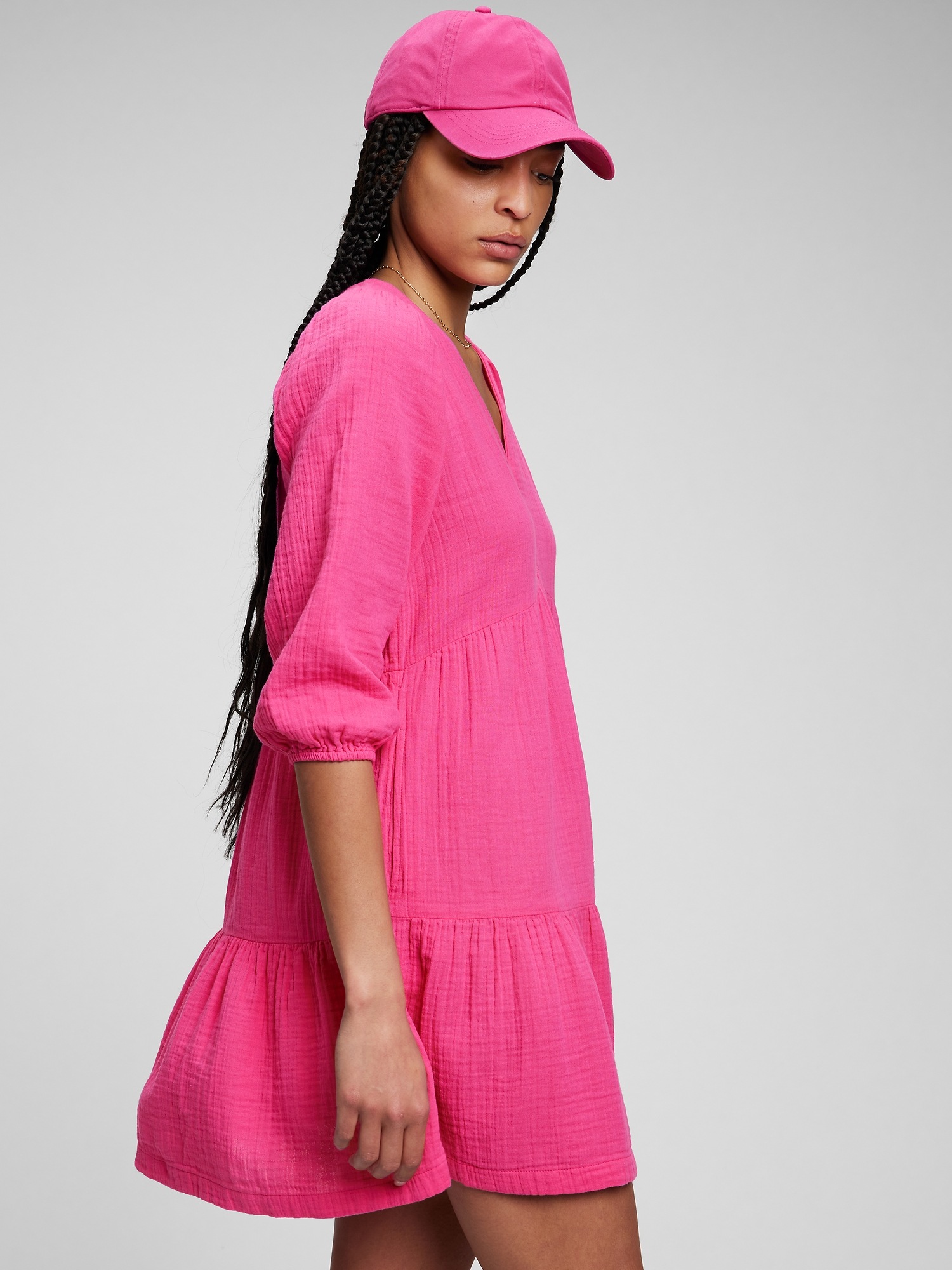 Crinkle Gauze Tiered Mini Dress | Gap