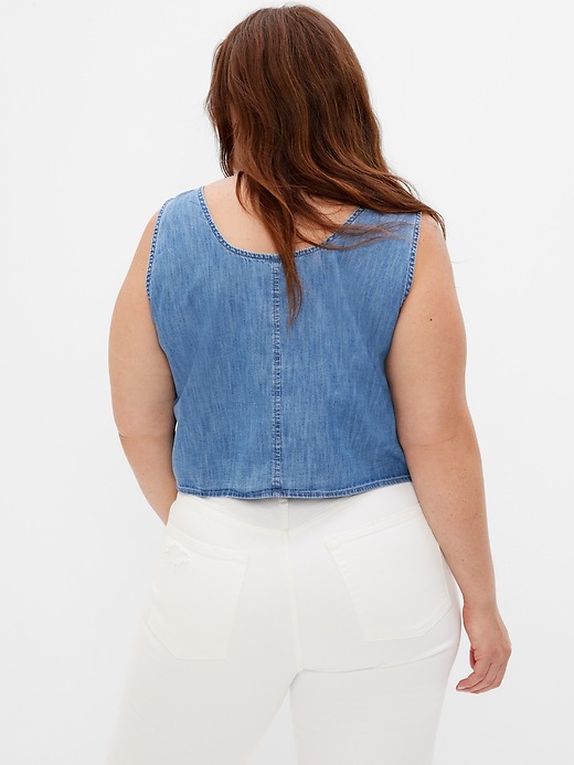 Image number 5 showing, Denim Cropped Knot Tank Top with Washwell