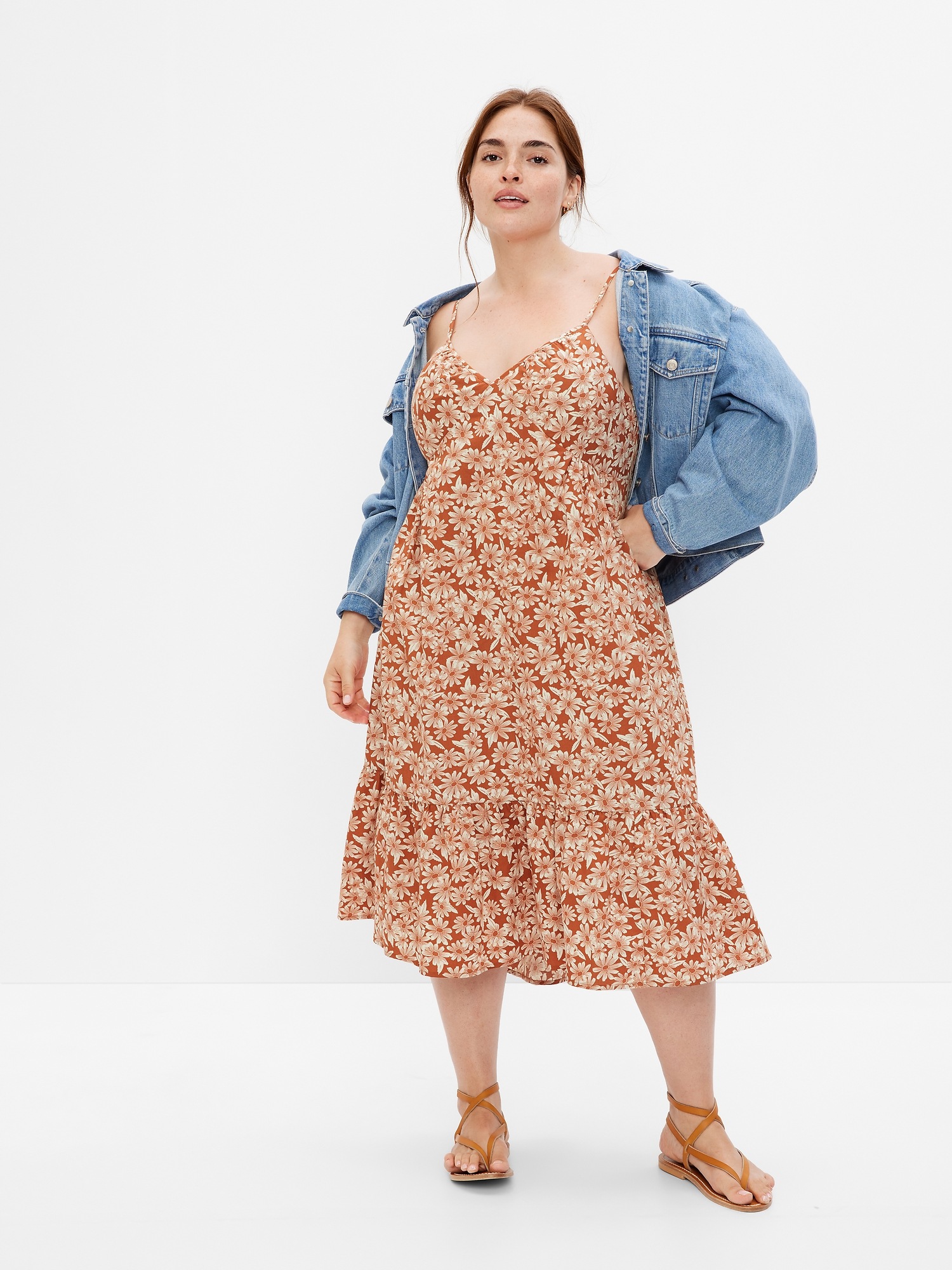 Deep VNeck Cami Midi Dress Gap