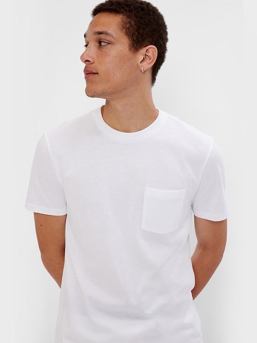 2 of 8 showing, with the color white of product Organic Cotton Pocket T-Shirt (3-Pack)