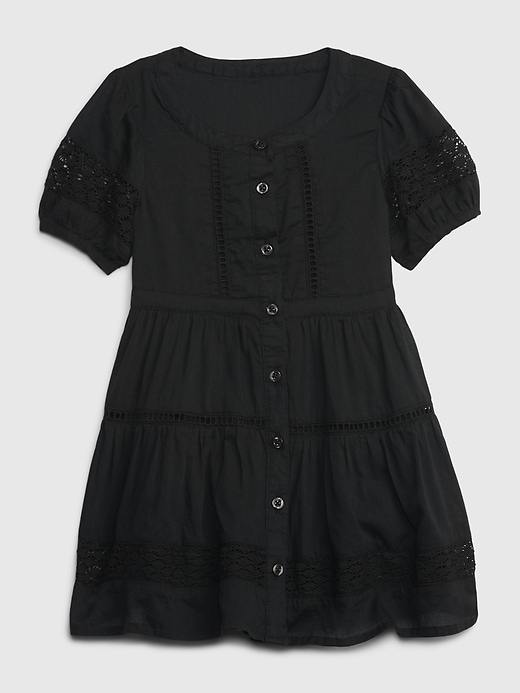 1 of 8 showing, with the color absolute black of product Toddler Eyelet Midi Dress