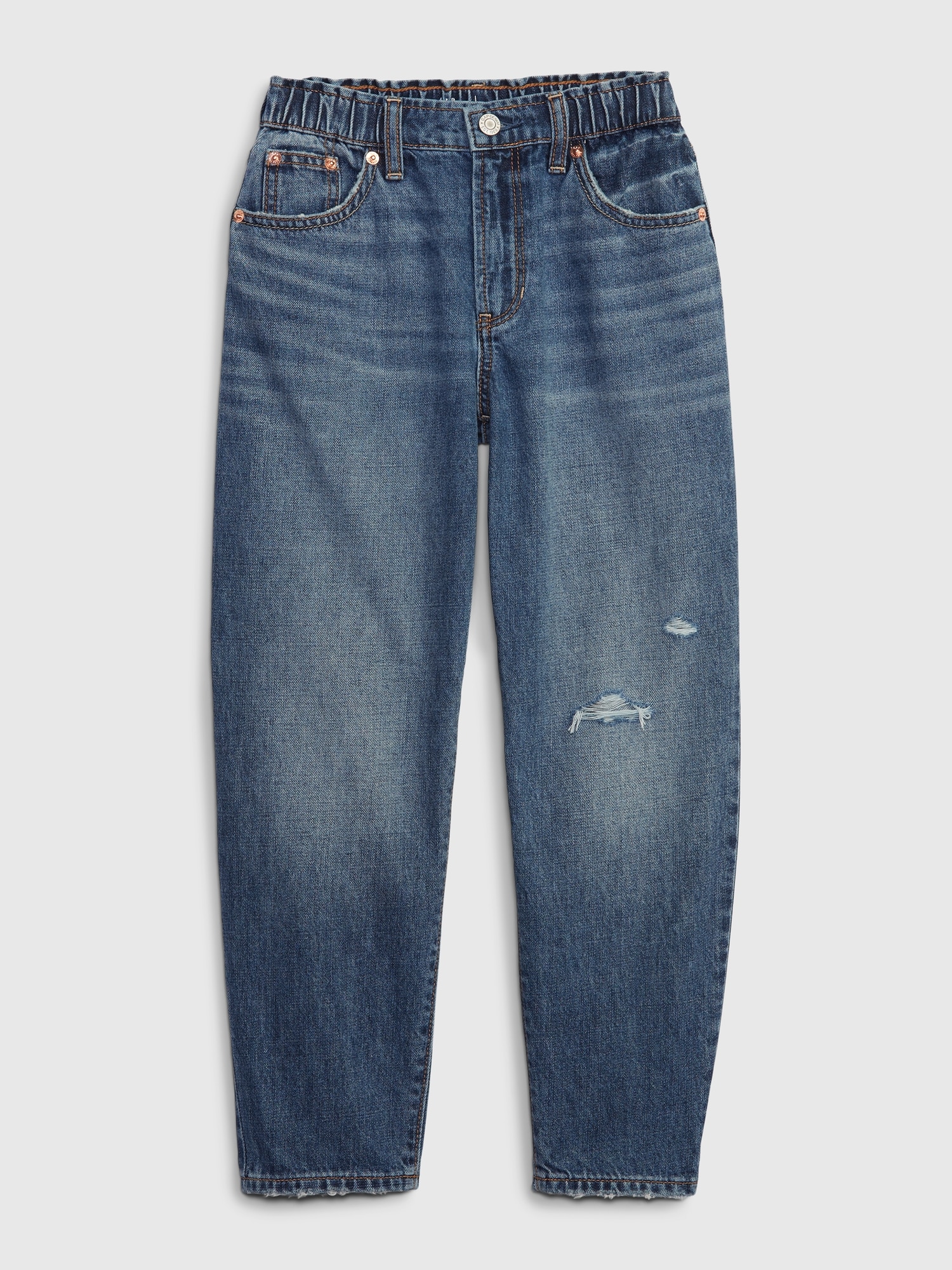 Gap Kids High Rise Barrel Jeans with Washwell blue. 1 Gap Kids High Rise Barrel Jeans with Washwell blue. 1