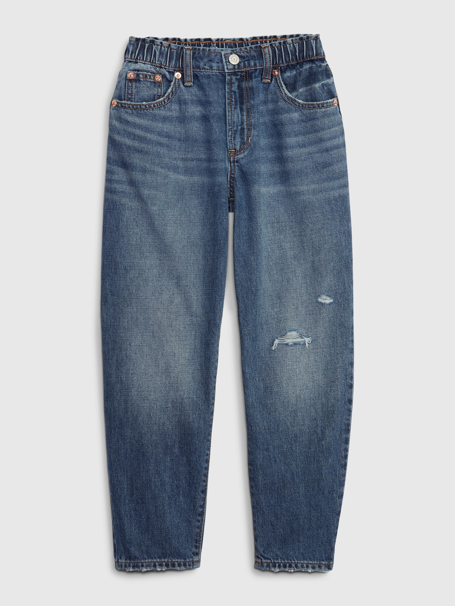 Gap Kids High Rise Barrel Jeans with Washwell blue - 813605022