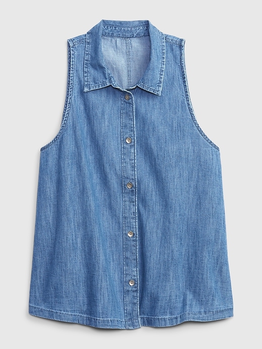 Image number 6 showing, 100% Organic Cotton Denim Halter Shirt with Washwell