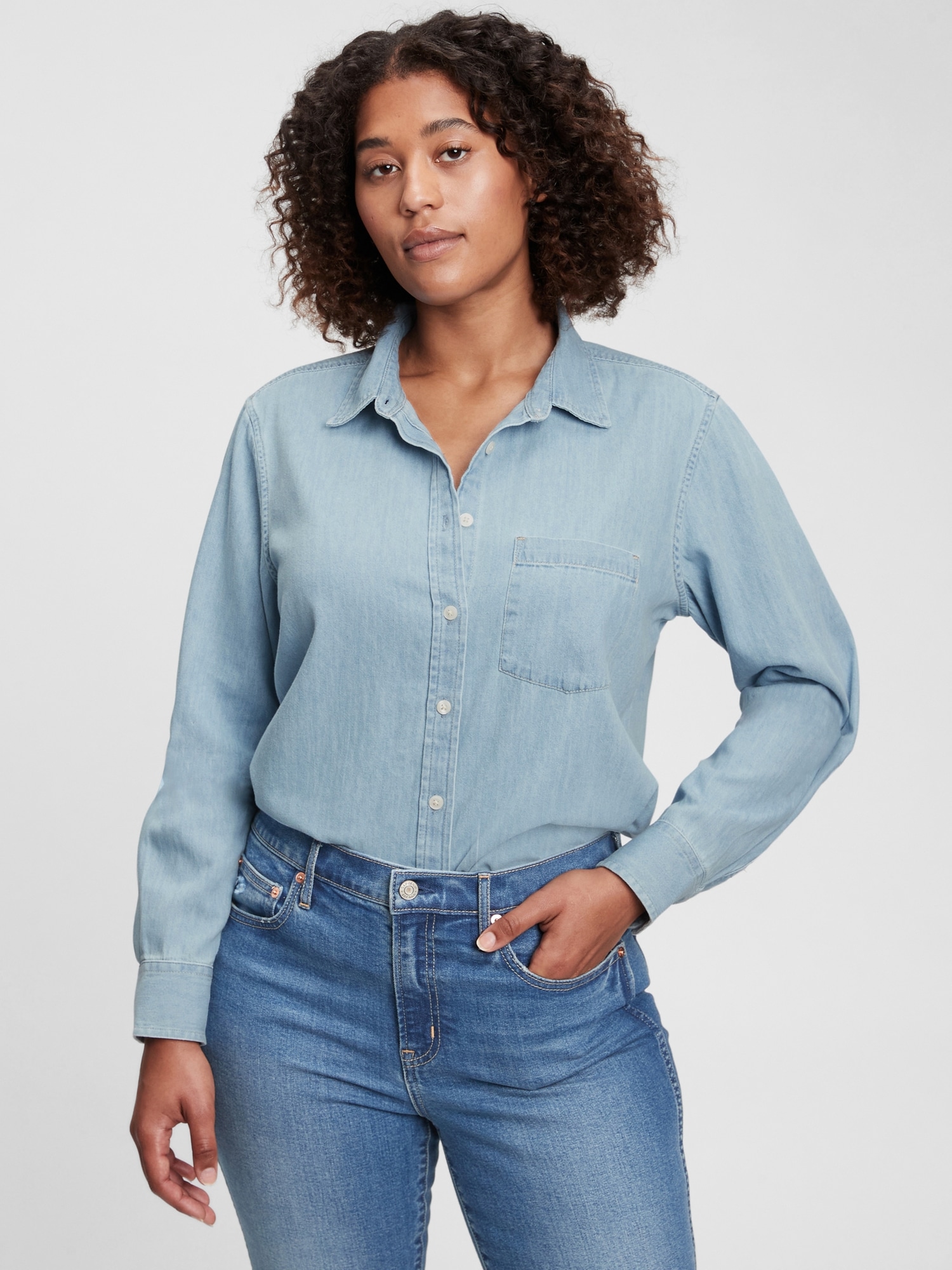 Womens Roll up Long Sleeve Cotton Frayed Hem Fitted Denim Shirts & Tops -  China Denim Shirt and Vintage Shirts price | Made-in-China.com