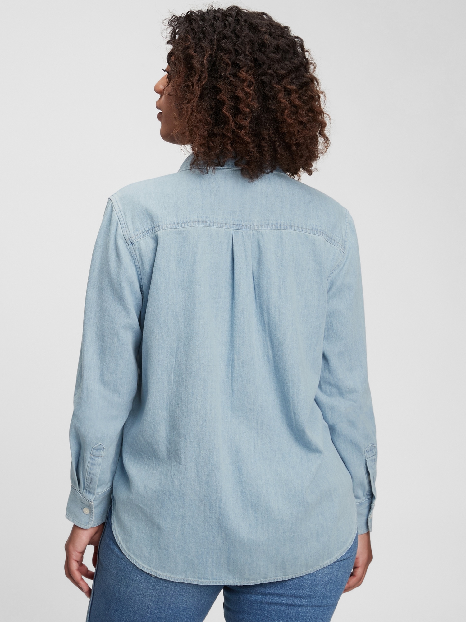KARL LAGERFELD PARIS Cotton Denim Shirt Dress | Bloomingdale's