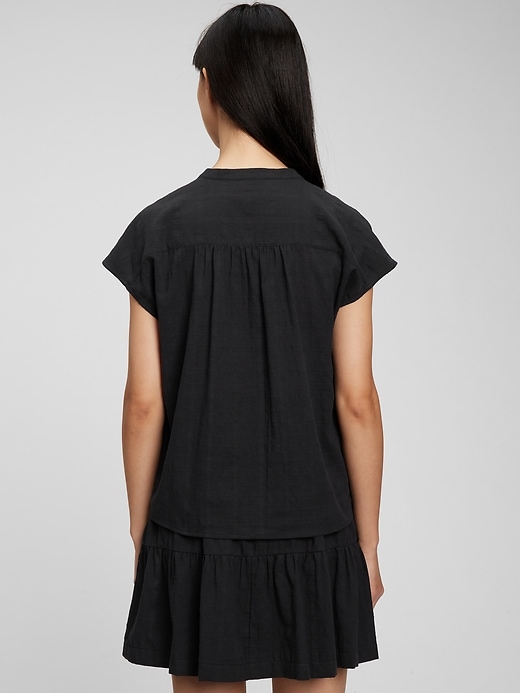 2 of 8 showing, with the color black of product Double-Button Top